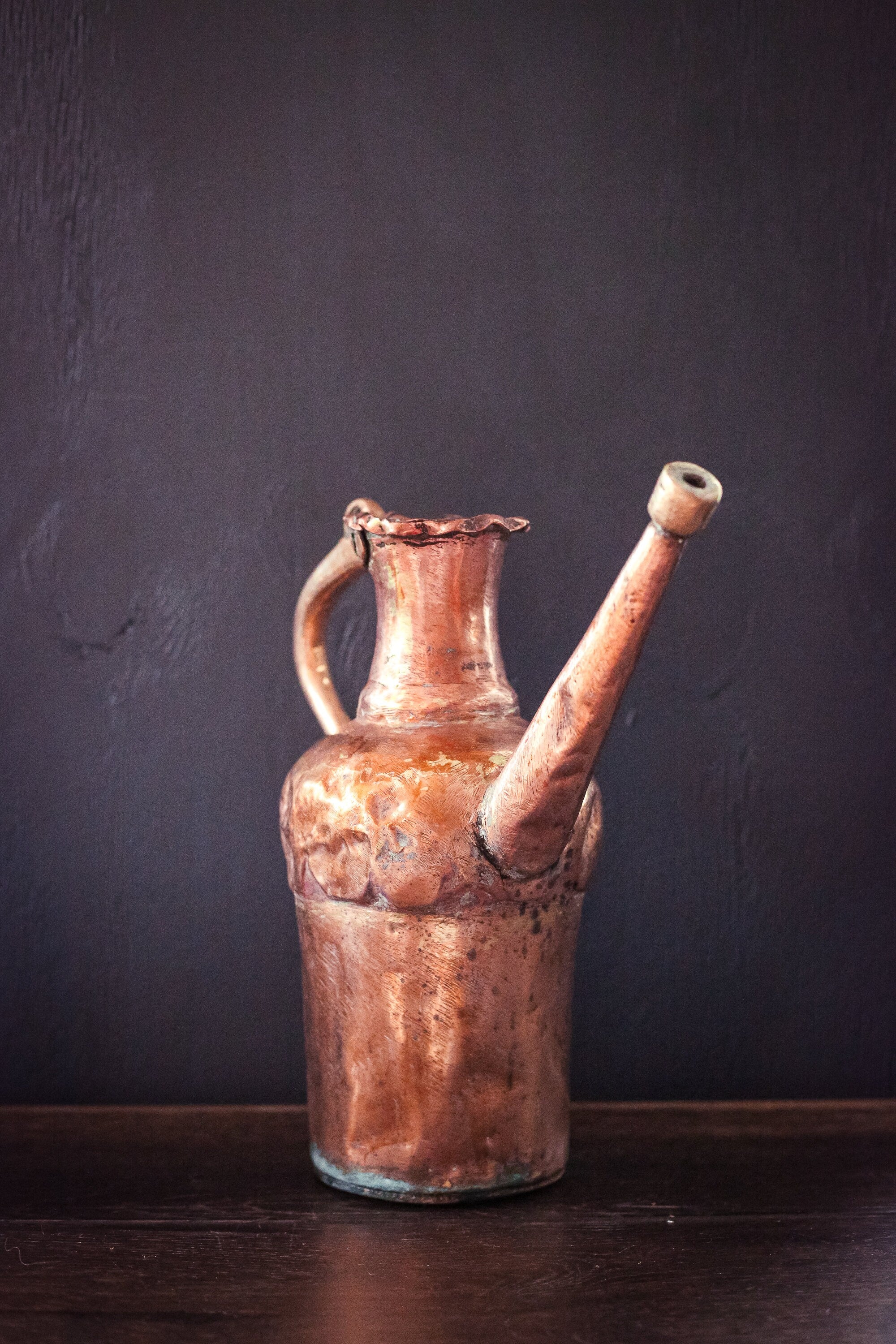 Copper brass teak jug, copper teak brass pitcher, copper brass vase, rustic outlet farmhouse kitchen, vintage copper pot, bohemian decor, boho chic