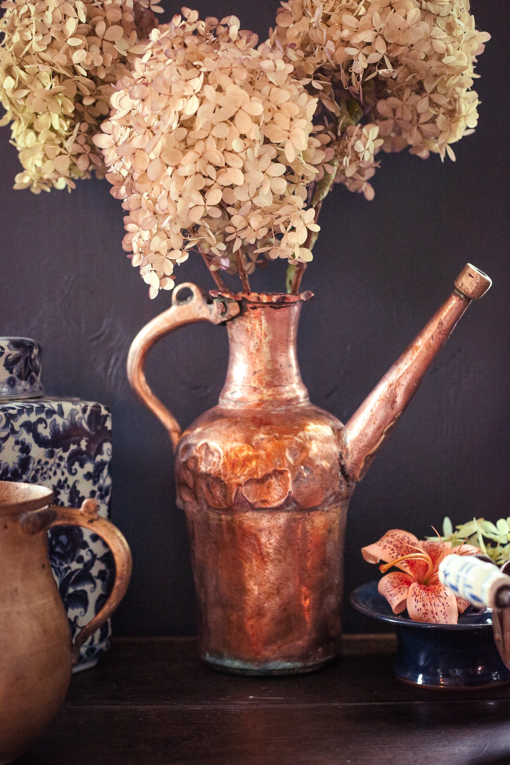 Copper brass teak jug, copper teak brass pitcher, copper brass vase, rustic outlet farmhouse kitchen, vintage copper pot, bohemian decor, boho chic