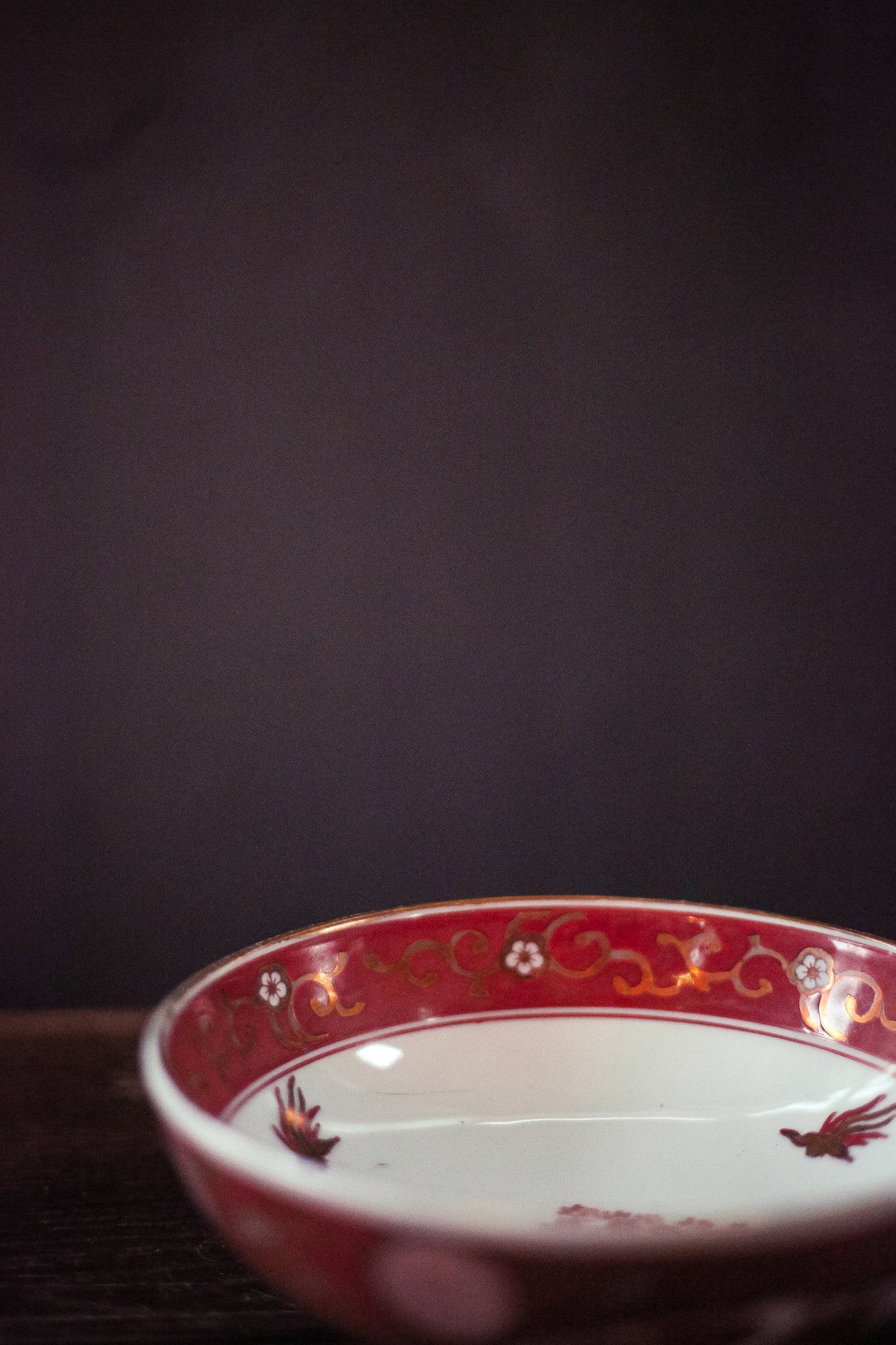 Reddish Orange Imari Bowl - Vintage Gilded Bowl