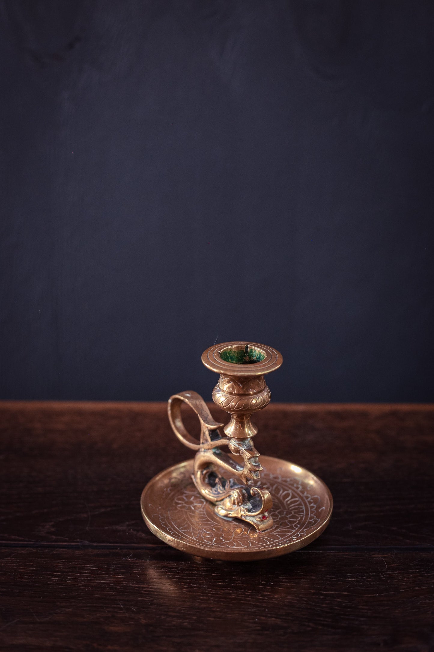 Brass Dragon Shaped Candle Holder - Vintage Brass Chamber Candle