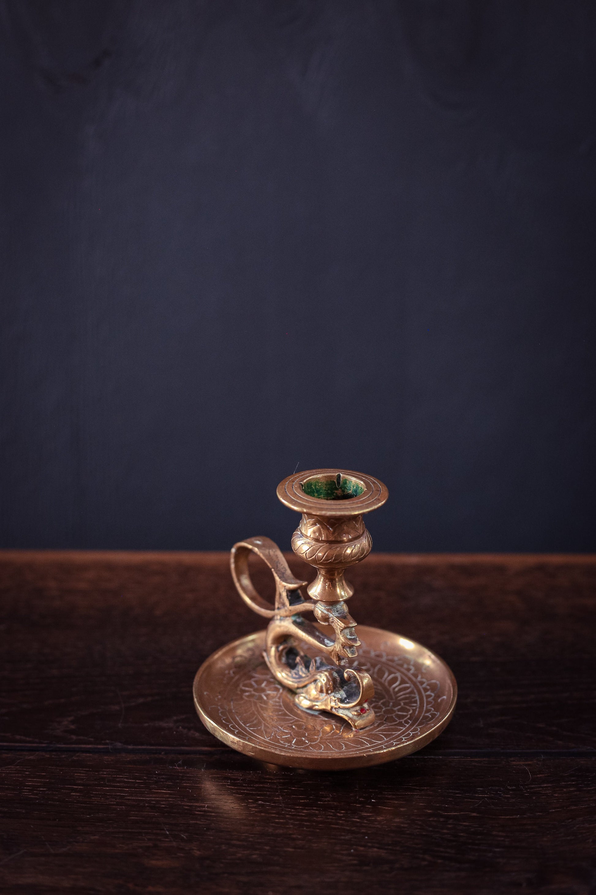 Brass Dragon Shaped Candle Holder - Vintage Brass Chamber Candle