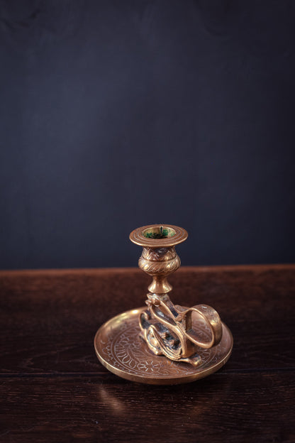 Brass Dragon Shaped Candle Holder - Vintage Brass Chamber Candle