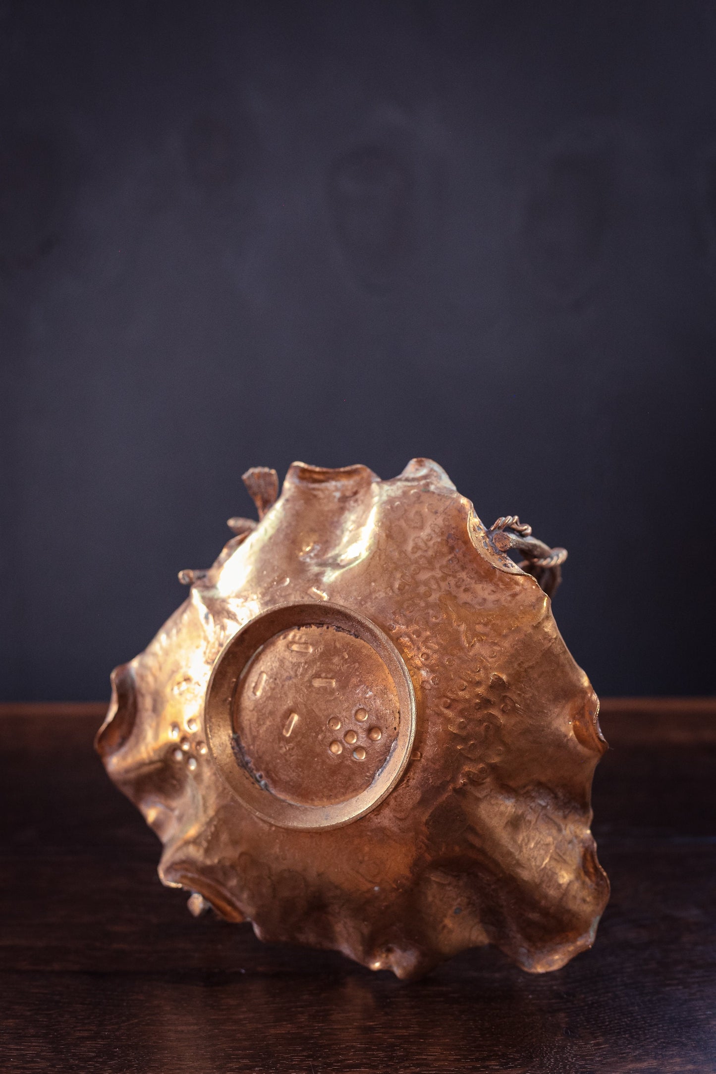 Brass Leaf Shaped Bowl with Eagle and Vine Shaped Handle - Vintage Brass Bowl