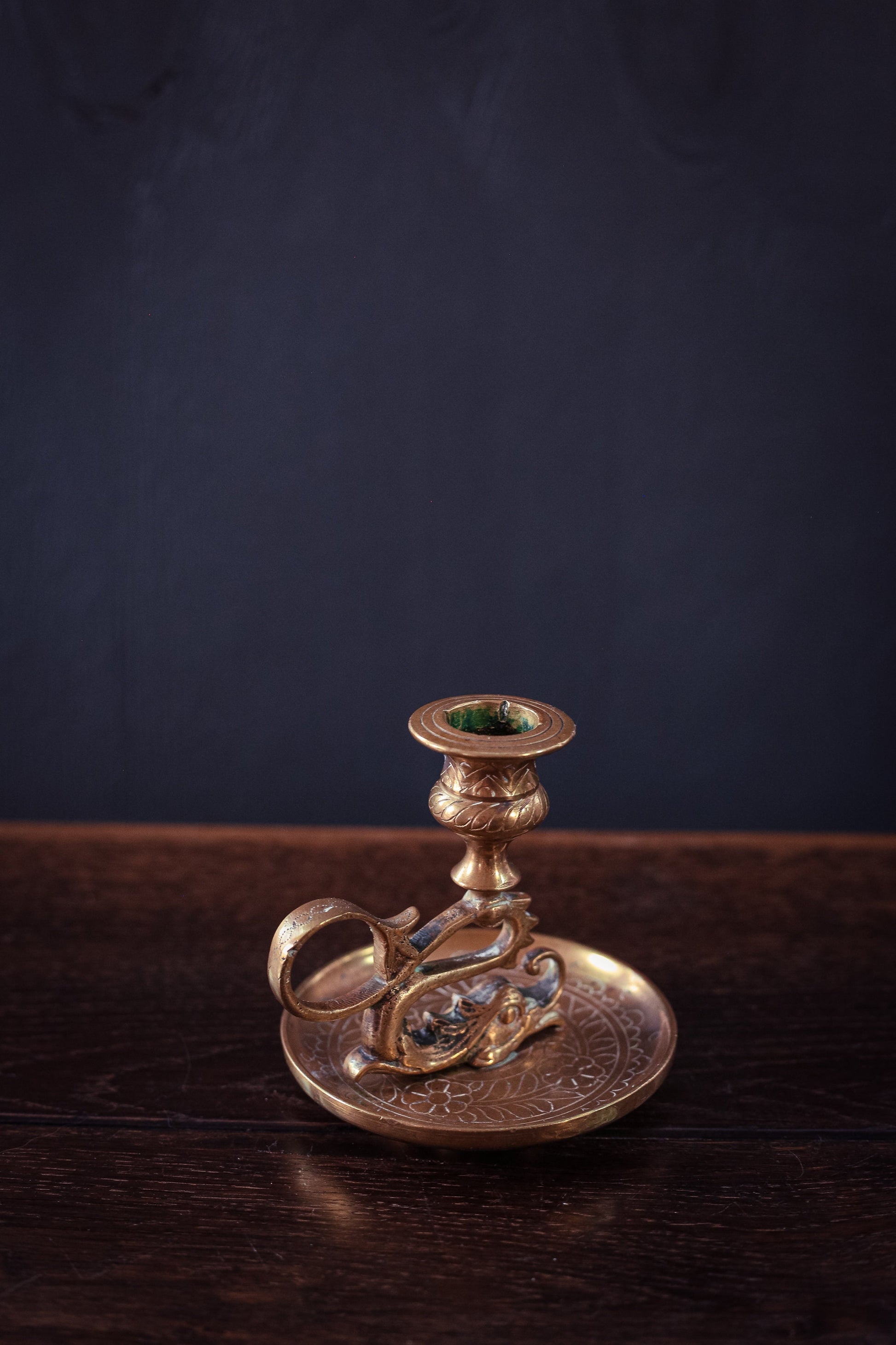 Brass Dragon Shaped Candle Holder - Vintage Brass Chamber Candle