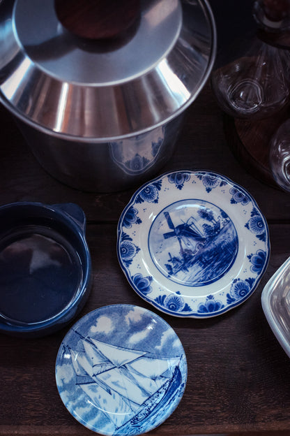Small Blue & White Sailboat Plate - Vintage Blue White Decorative Dish