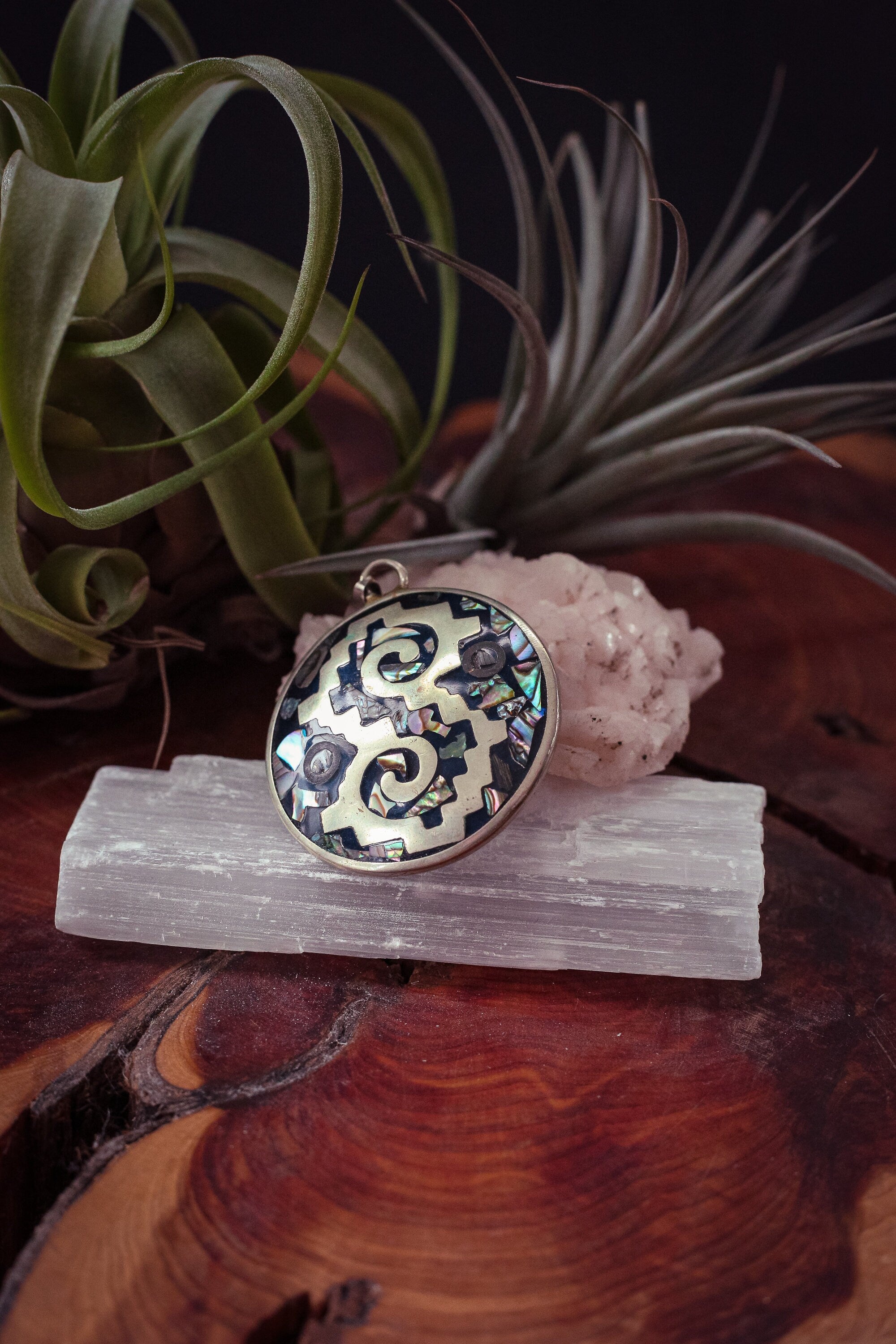 Abalone Round Pendant & Sterling popular Silver Frame