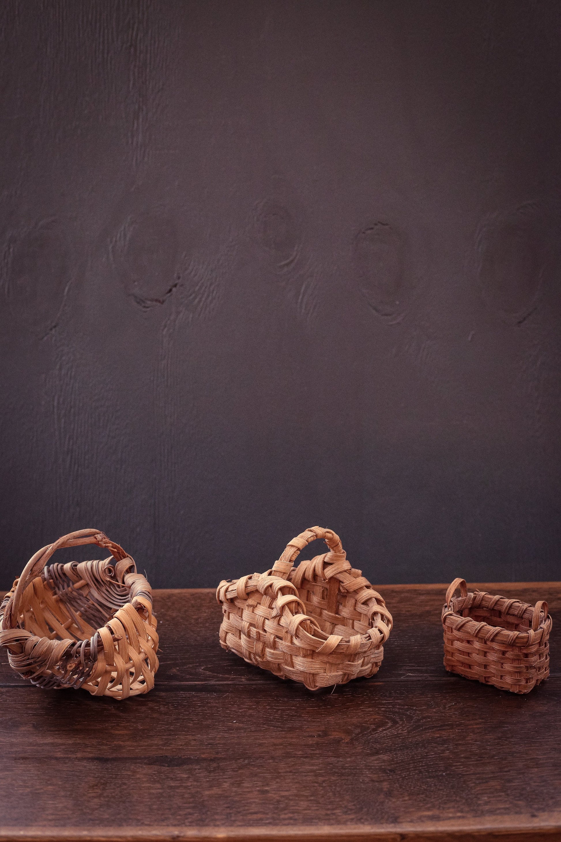 Miniature Wood Wicker Baskets with Handles - Vintage Mini Baskets Select from Dropdown