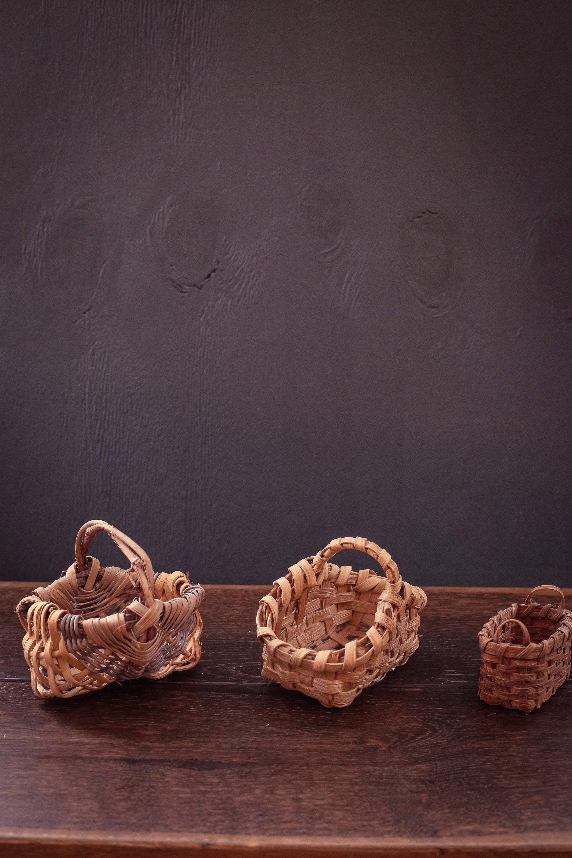 Miniature Wood Wicker Baskets with Handles - Vintage Mini Baskets Select from Dropdown