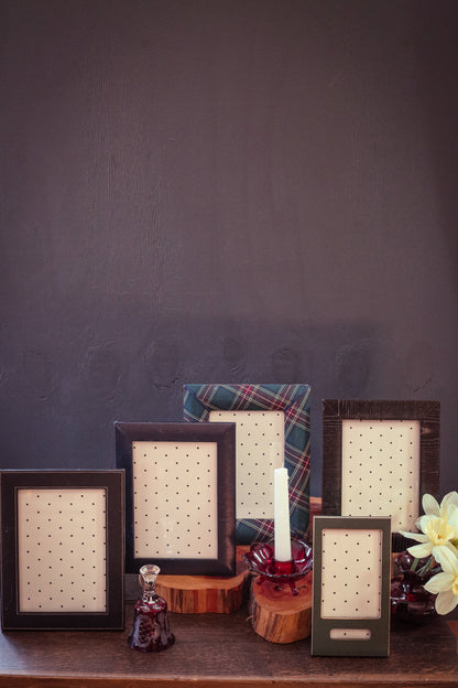 Green Blue Red Plaid Fabric Photo Frame with Grosgrain Accents - Vintage Tartan Picture Frame