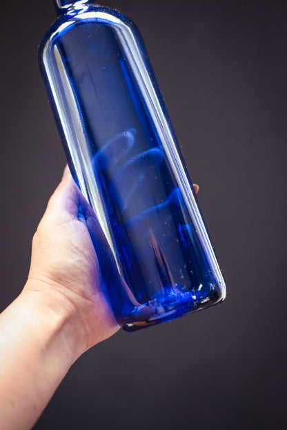 Cobalt Blue Glass Wine Bottle - Vintage Glass Bottle