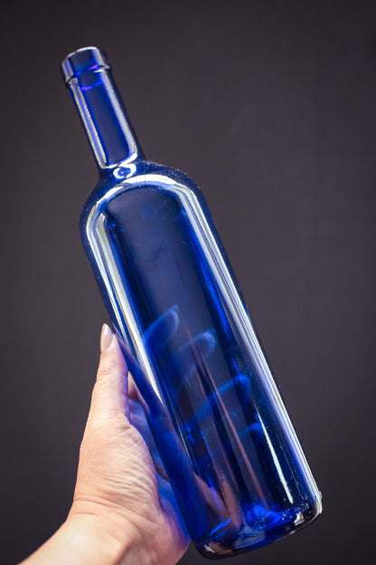 Cobalt Blue Glass Wine Bottle - Vintage Glass Bottle