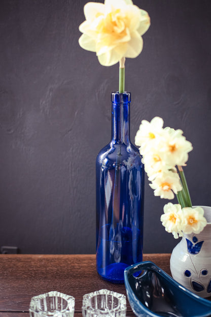 Cobalt Blue Glass Wine Bottle - Vintage Glass Bottle