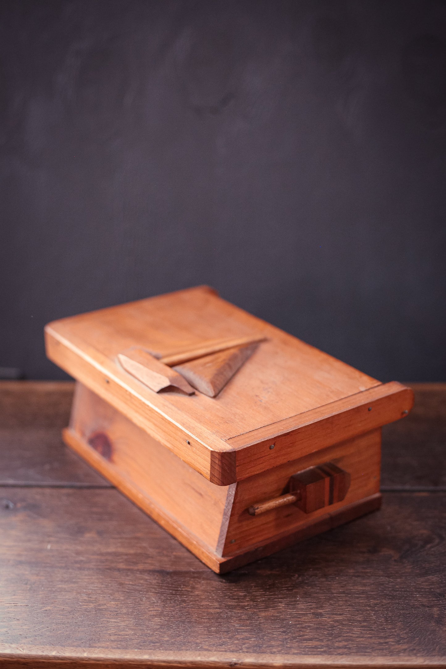 Nautical Wooden Storage Box - Vintage Hand Carved Wood Trinket Box