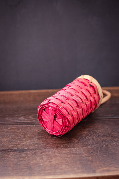 Red Dyed Wood Strip Wall Basket - Vintage Decorative Basket