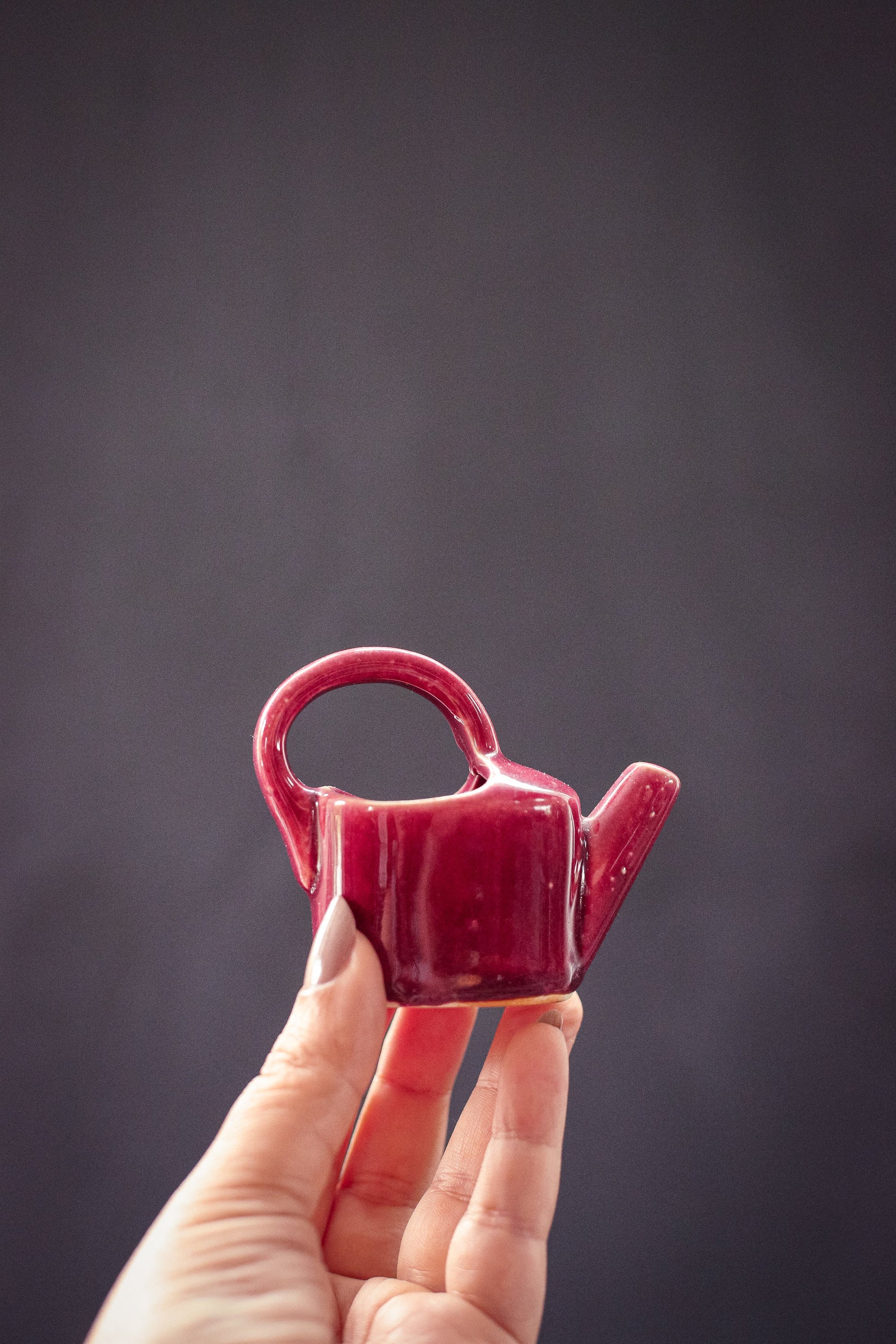 Shawnee USA Mini Maroon Ceramic Watering Can Bud Vase - Vintage Ceramic Vase