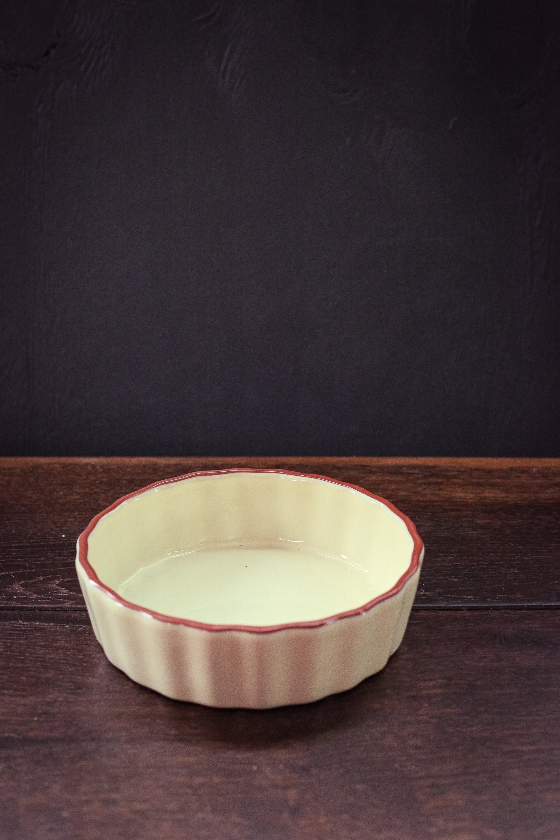 Cream/Pale Yellow Scalloped Edge Custard Dish - Vintage Cookware