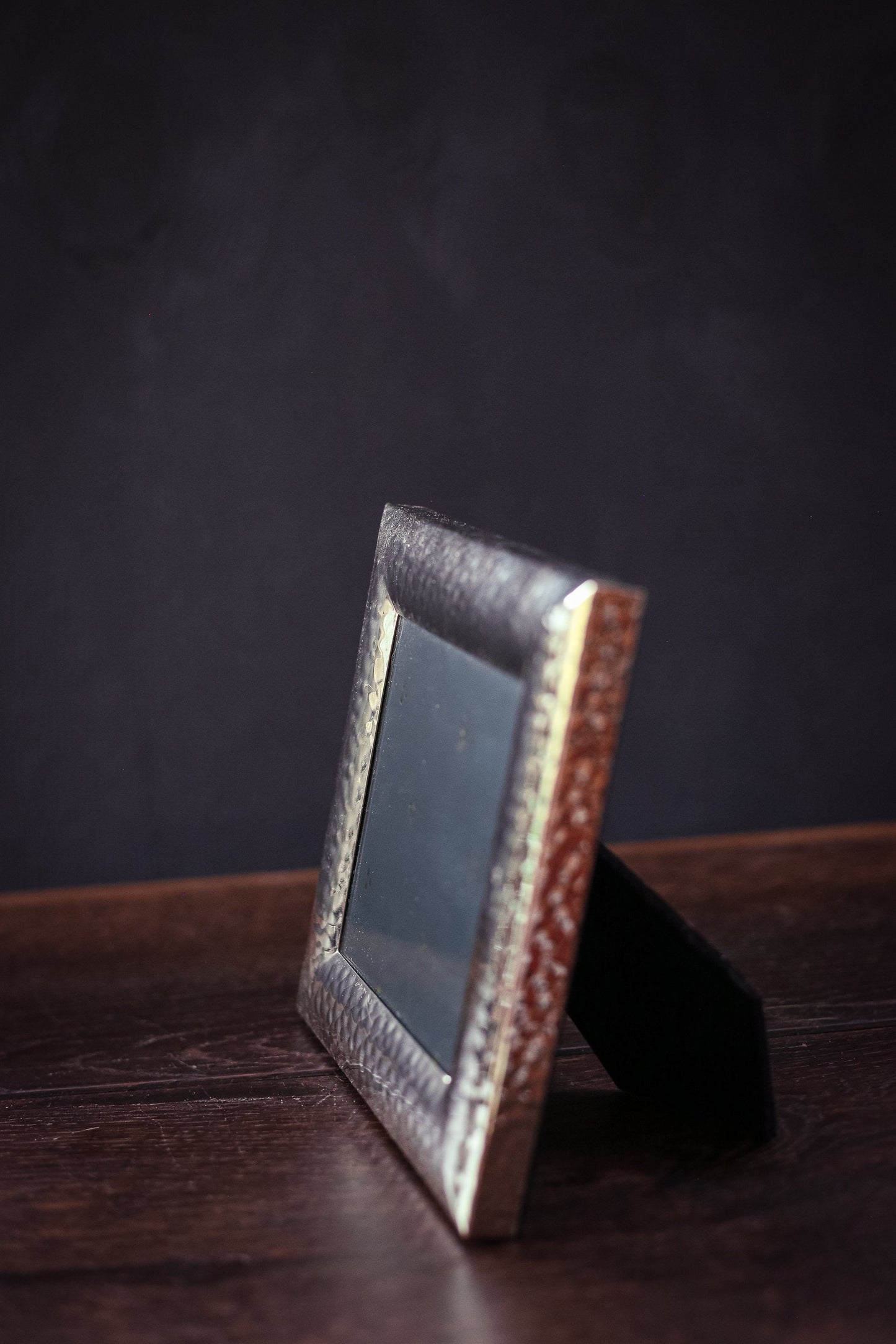 Square Pebbled Texture Chrome Picture Frame - Vintage Photo Frame