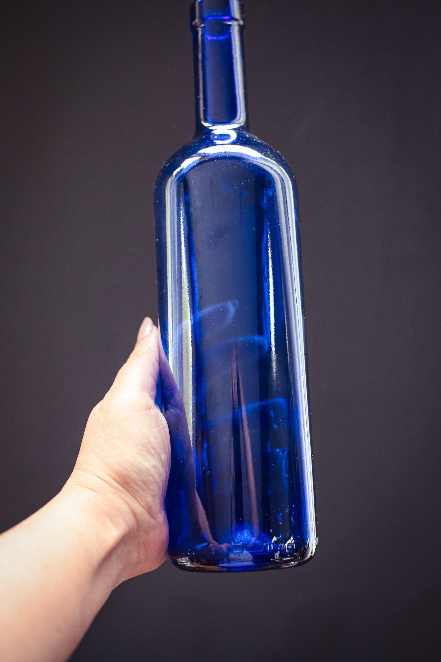 Cobalt Blue Glass Wine Bottle - Vintage Glass Bottle