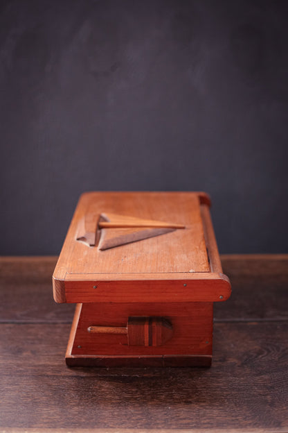 Nautical Wooden Storage Box - Vintage Hand Carved Wood Trinket Box