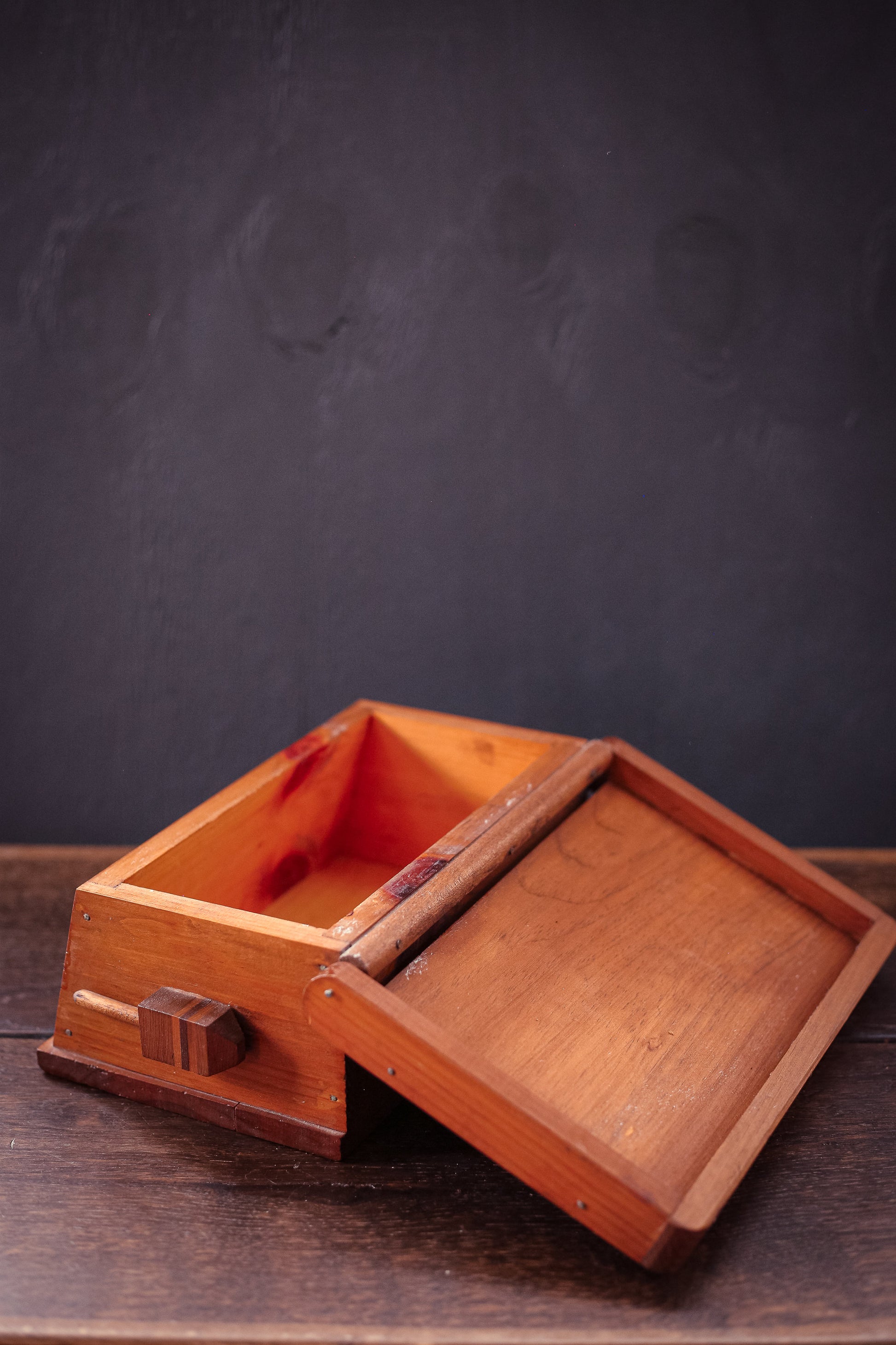 Nautical Wooden Storage Box - Vintage Hand Carved Wood Trinket Box