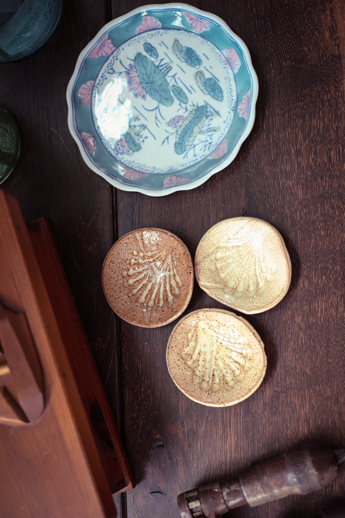 Hand Formed Shell Imprint Dishes - Vintage Petite Ceramic Decorative Plate