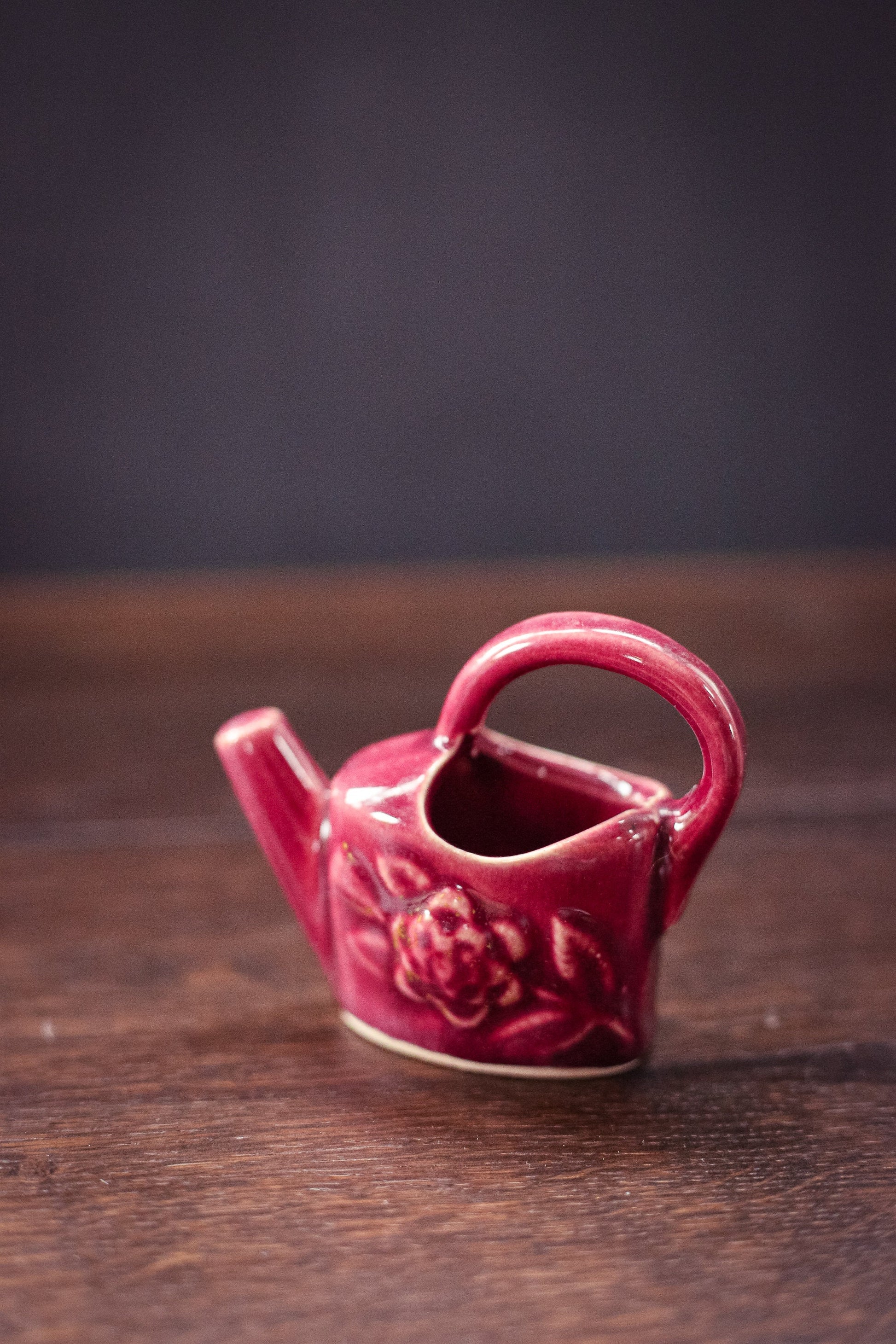 Shawnee USA Mini Maroon Ceramic Watering Can Bud Vase - Vintage Ceramic Vase