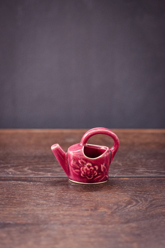 Shawnee USA Mini Maroon Ceramic Watering Can Bud Vase - Vintage Ceramic Vase