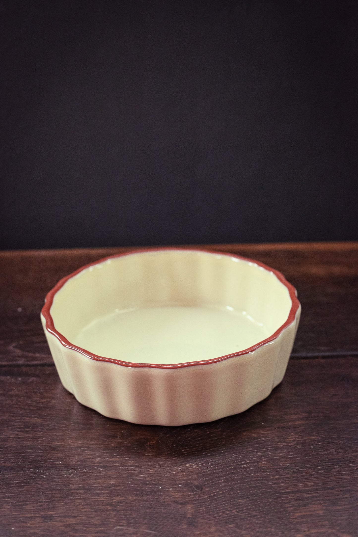 Cream/Pale Yellow Scalloped Edge Custard Dish - Vintage Cookware