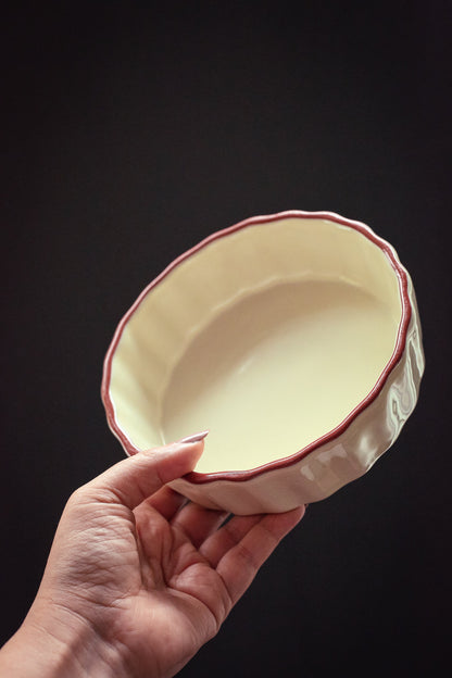 Cream/Pale Yellow Scalloped Edge Custard Dish - Vintage Cookware