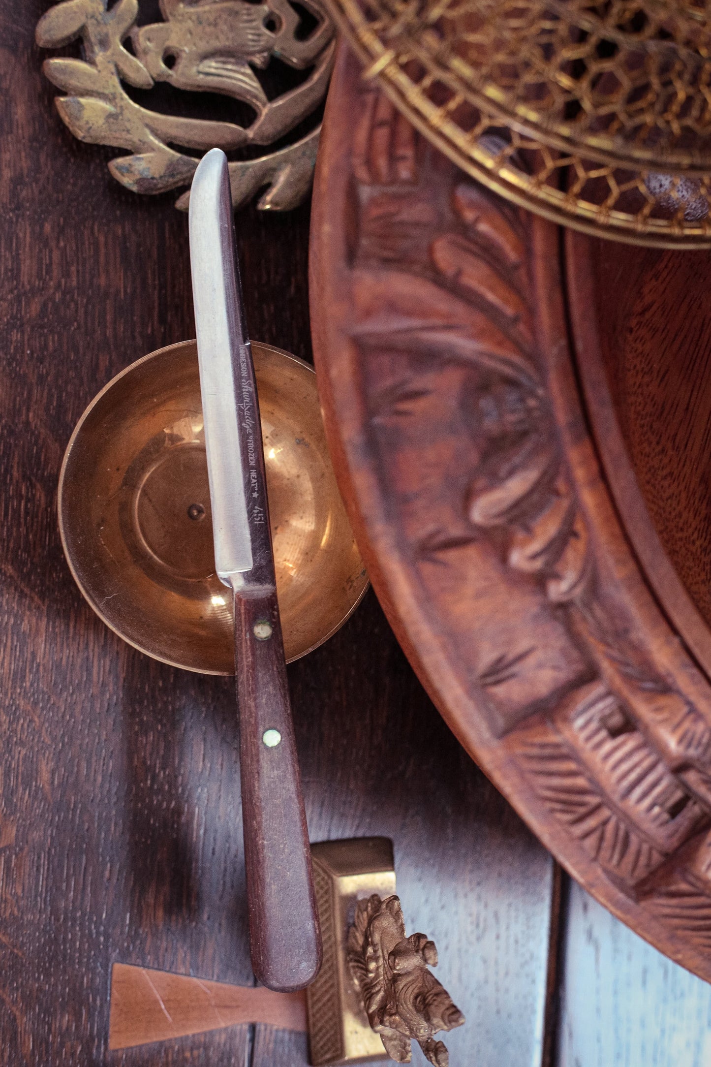 Small Minimal Brass Bowl - Vintage Brass Altar Bowl