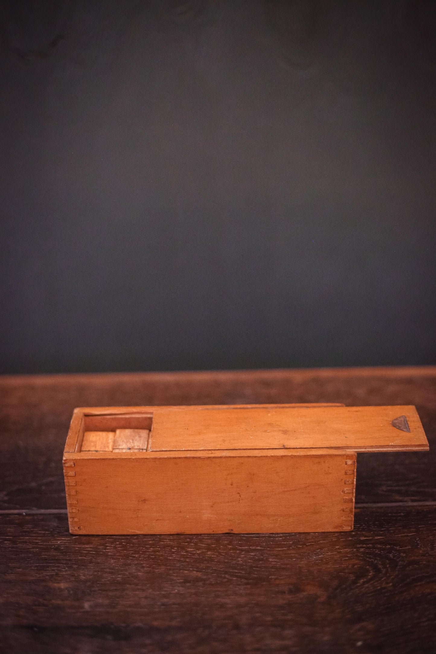 Ebony Wood and Bone Domino Set with Wooden Box - Vintage Game Collectible