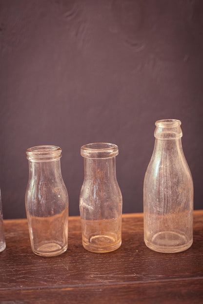 Set of 7 Small Glass Apothecary Bottles - Vintage Antique Clear Glass Bottle Bud Vases