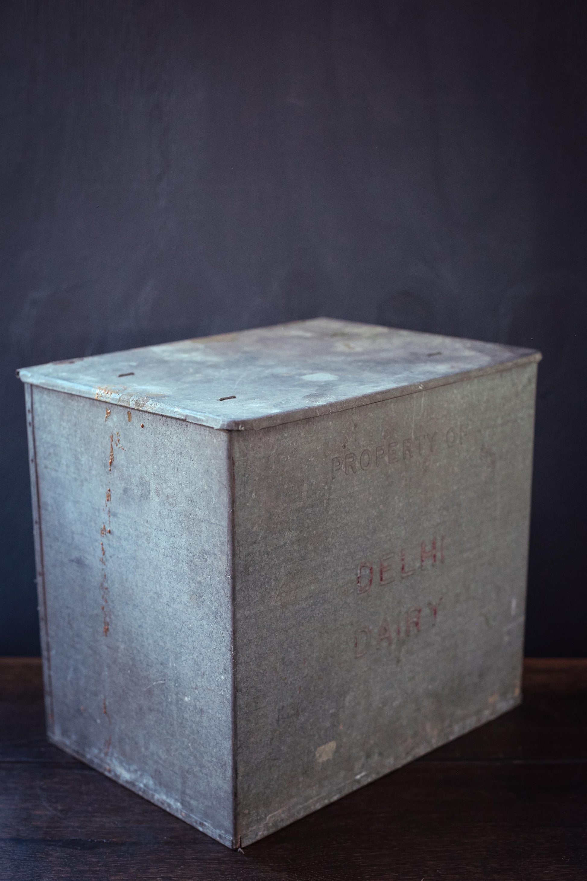 Large Galvanized Milk Box Delhi Co - Vintage Milk Porch/Deck Box