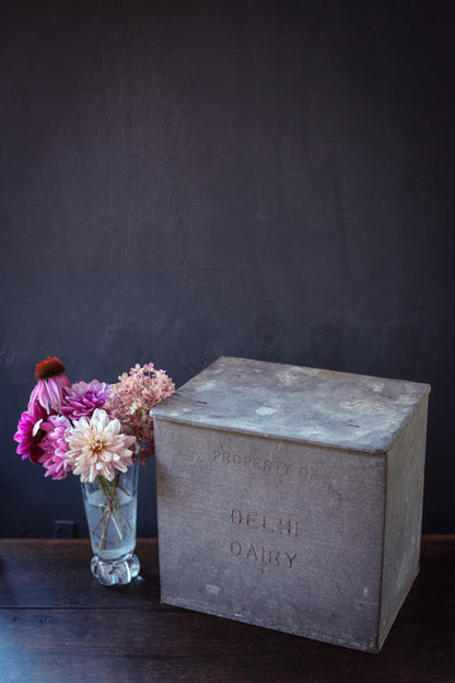 Large Galvanized Milk Box Delhi Co - Vintage Milk Porch/Deck Box