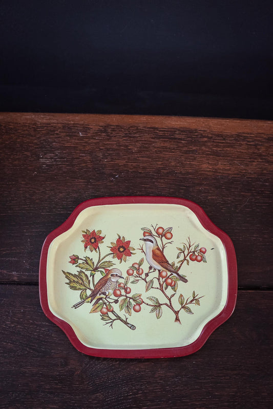 Small Metal Tray w/Birds and Botanicals -