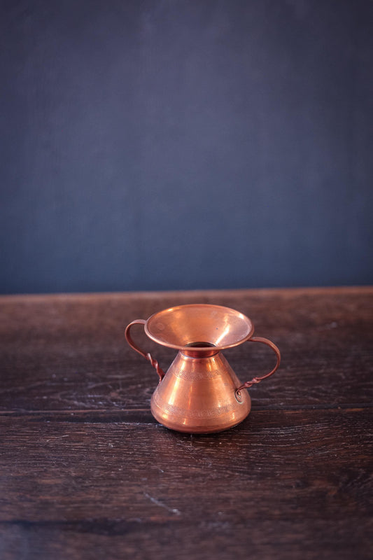 Copper Bud Vase with Two Handle - Vintage Midcentury Copper Vessel