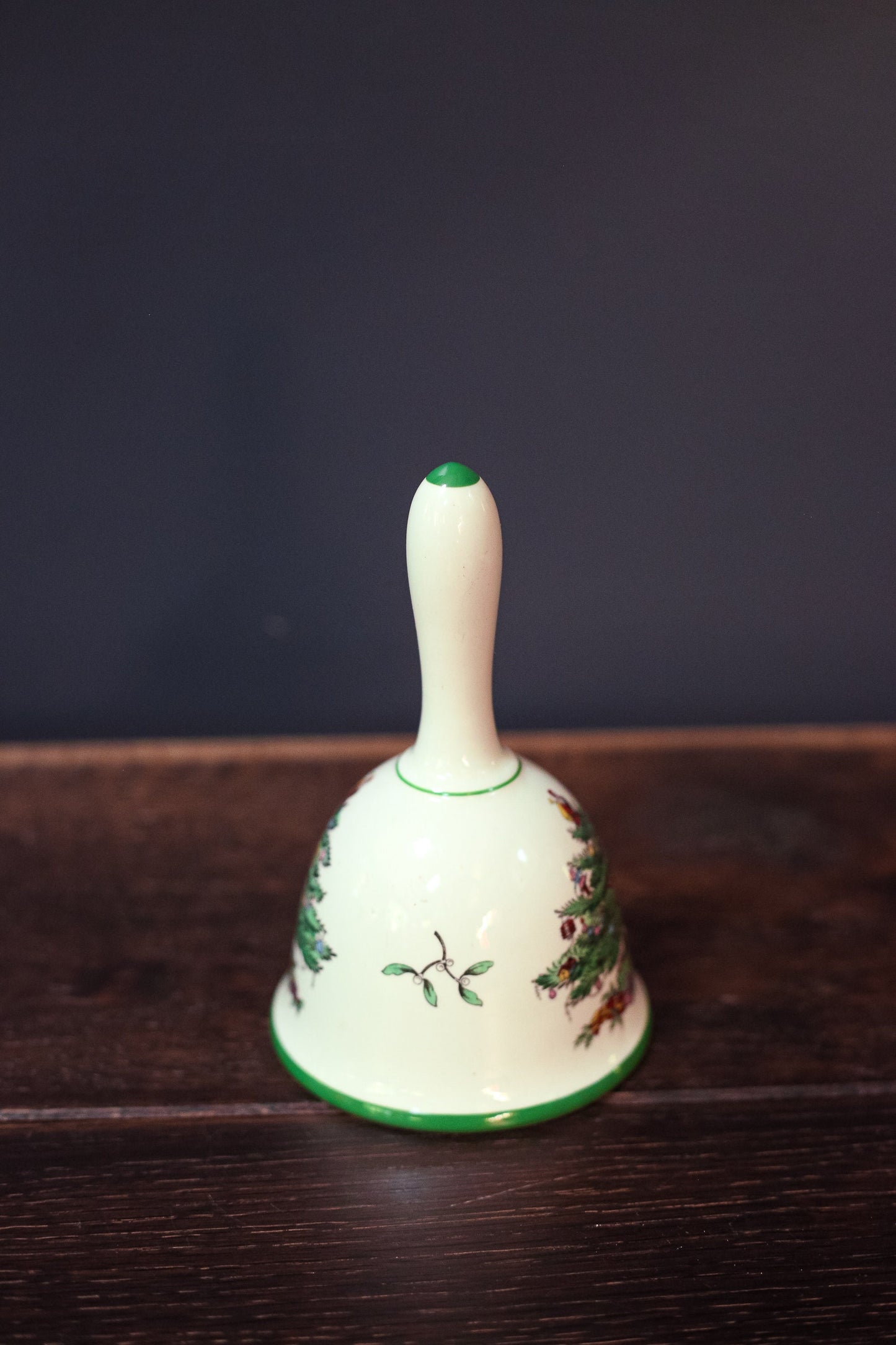 Christmas Tree & Mistle Toe Ceramic Holiday Bell - Made in England Spodes Vintage Christmas Decor