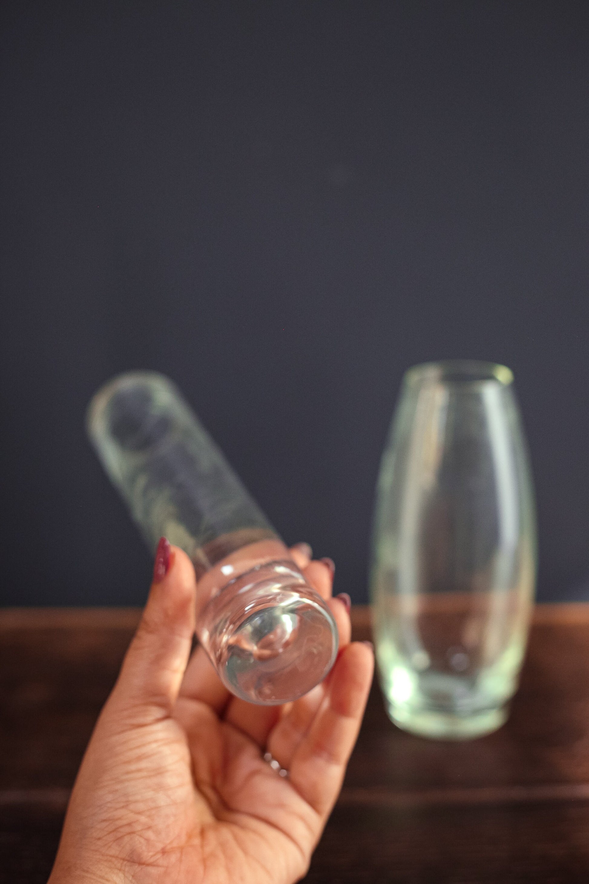 Pair of Floral Etched Crystal Vases - Set of 2 Etched Glass Vases