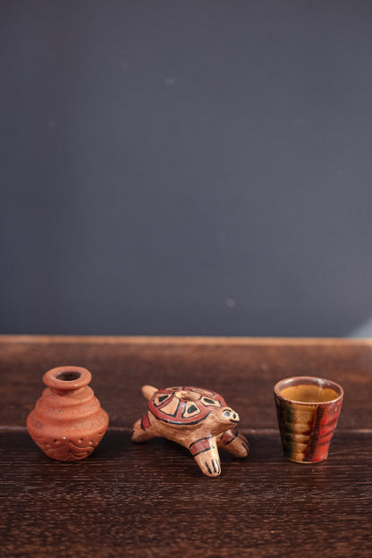 Mexican Pottery Miniatures - Assorted Incense Figures & Cups Turtle