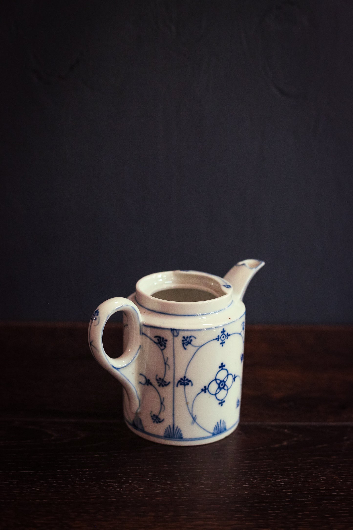 PK Silesia Blue & White Teapot - Antique Porzellanfabrik Königszelt Blue Strawflower India Blue Porcelain China