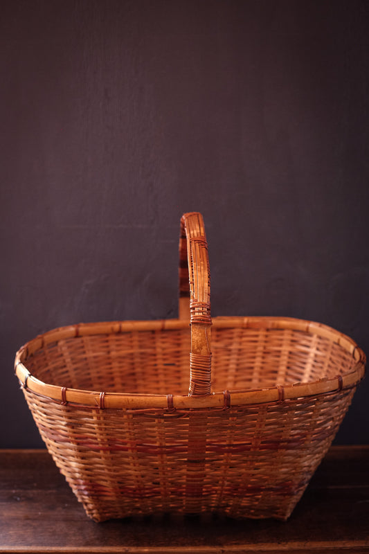 Extra Large Multi Color Wicker/Rattan Gathering Picnic Basket Rectangle w/Flat Bottom - Vintage Harvest Basket with Space Dyed Ombre Colors