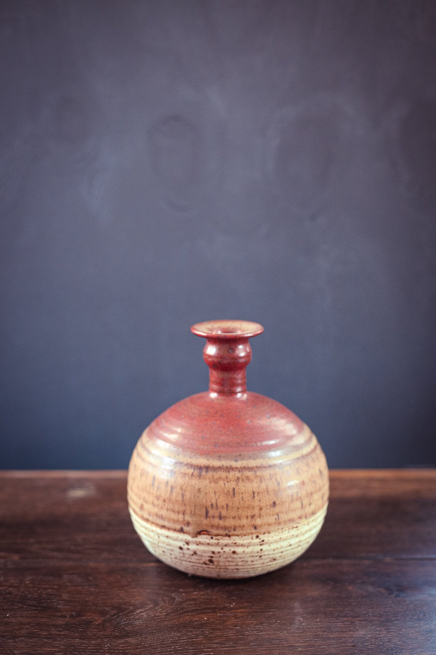 Hand Thrown Tricolor Speckled Ceramic Bud Vase - Vintage Studio Pottery Vase