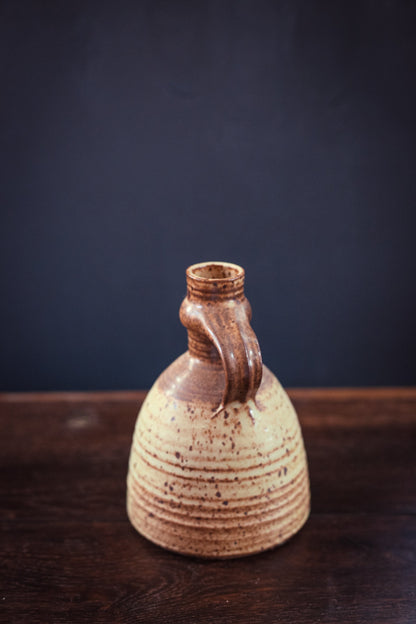 Hand Thrown Speckled Glaze Ceramic Vase with Handle - Vintage Studio Pottery Vessel