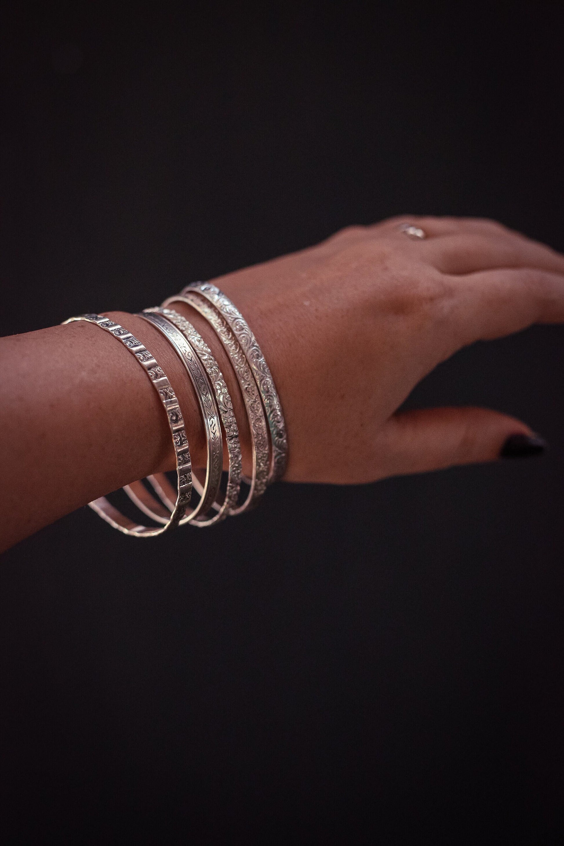 Sterling Silver Stamped Bracelets - Vintage Sterling Bangles