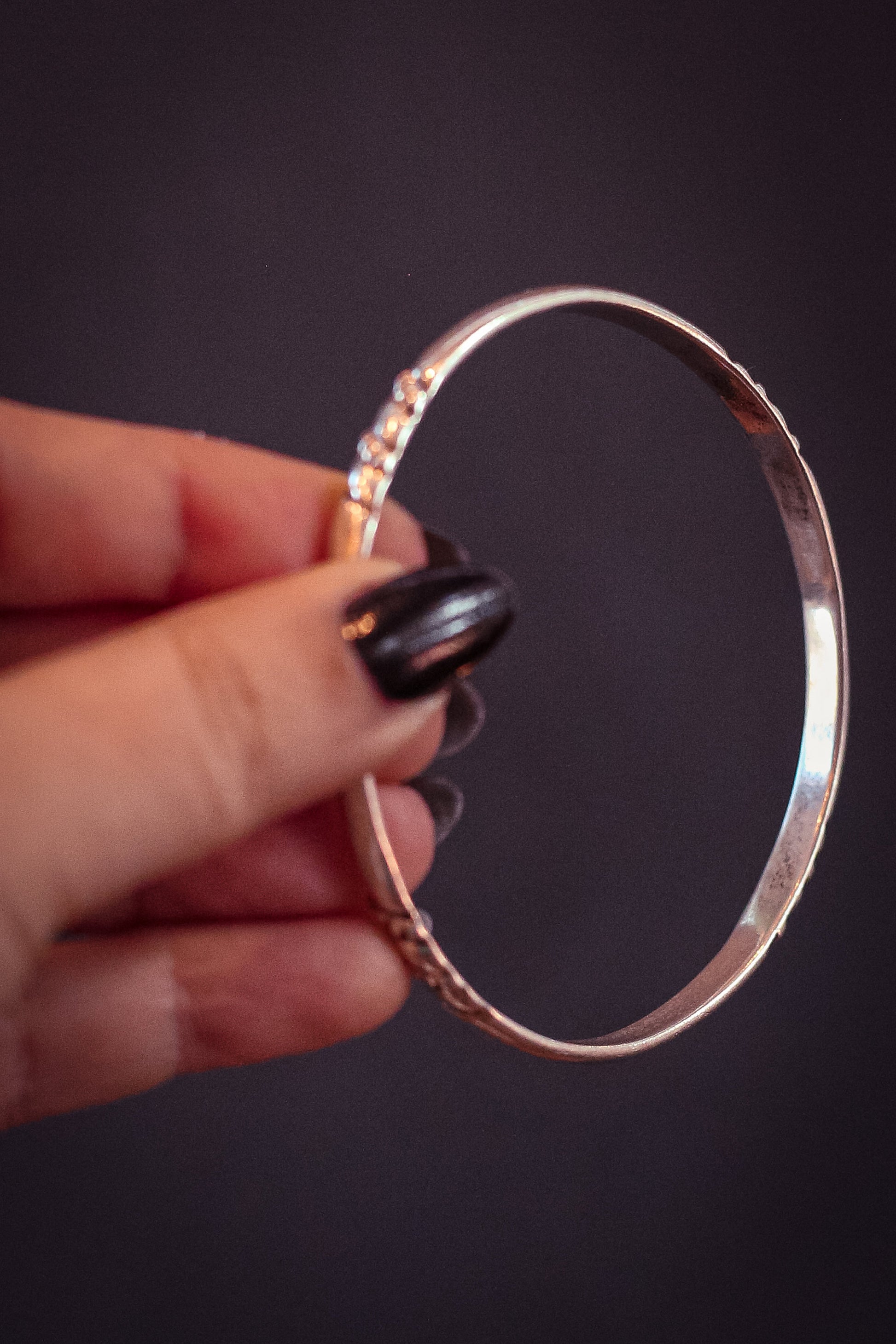 Sterling Silver Smooth with Braid Pattern Bracelet - Vintage Mexican Silver Bangle