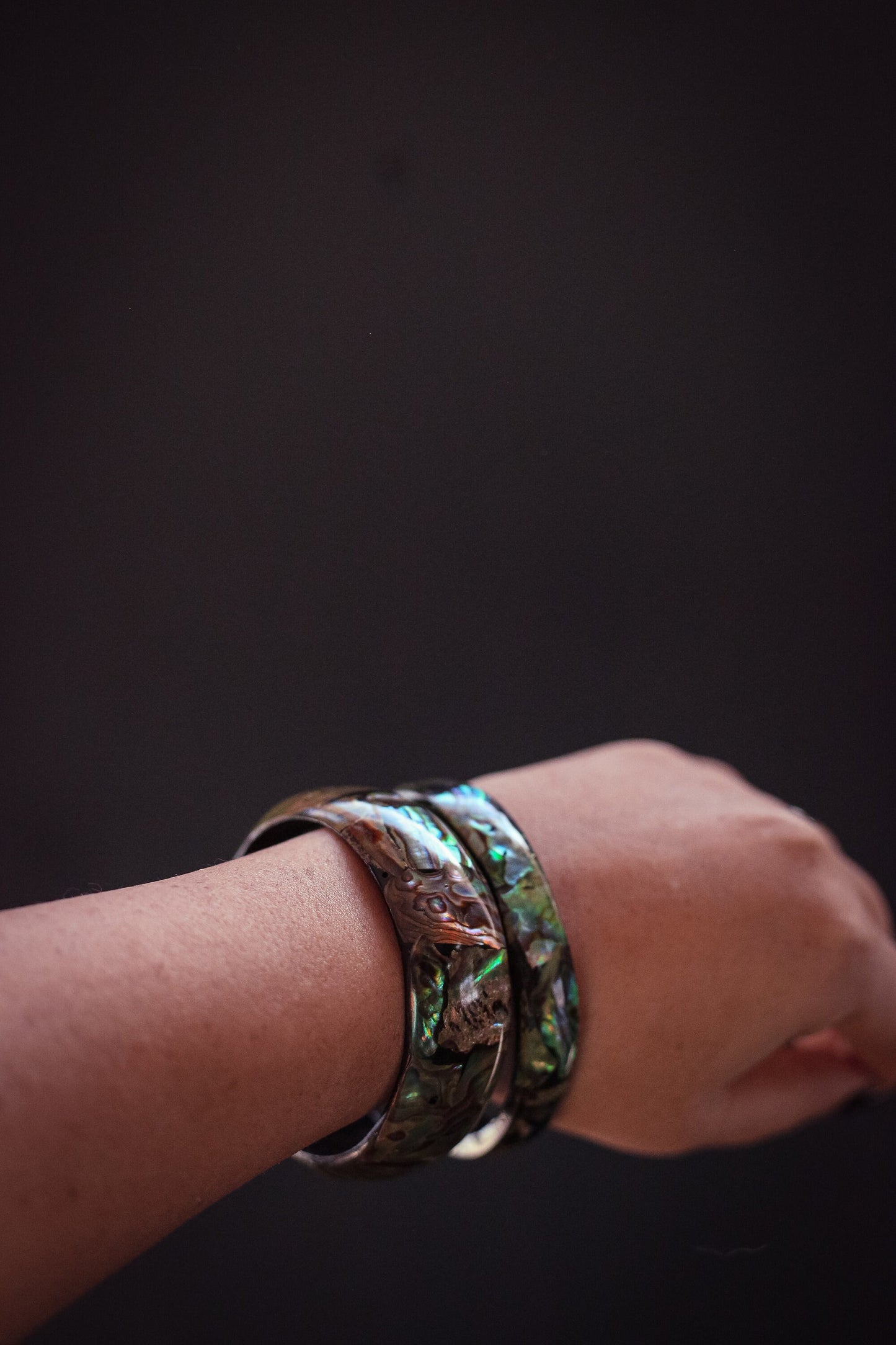 Paua Inlay in Resin Bangle by Fiordland - Vintage Paua Shell Bracelet Made in New Zealand