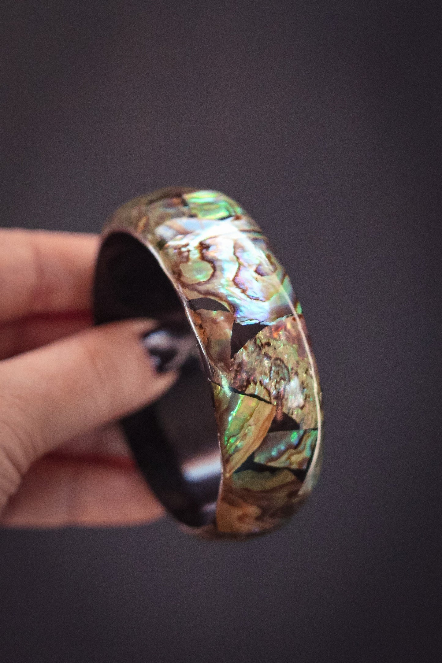 Paua Inlay in Resin Bangle by Fiordland - Vintage Paua Shell Bracelet Made in New Zealand