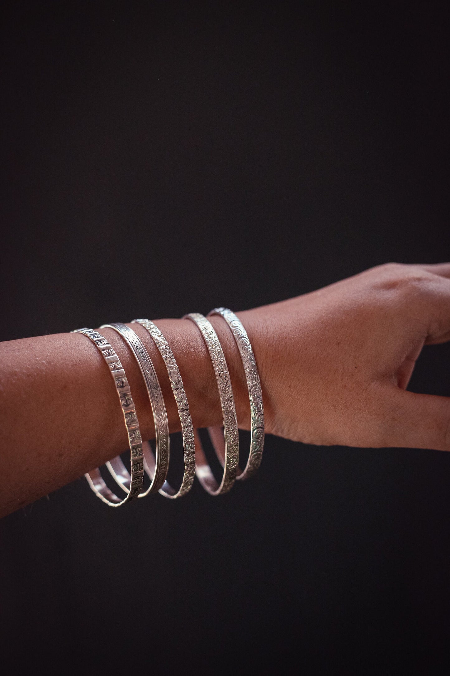 Sterling Silver Stamped Bracelets - Vintage Sterling Bangles