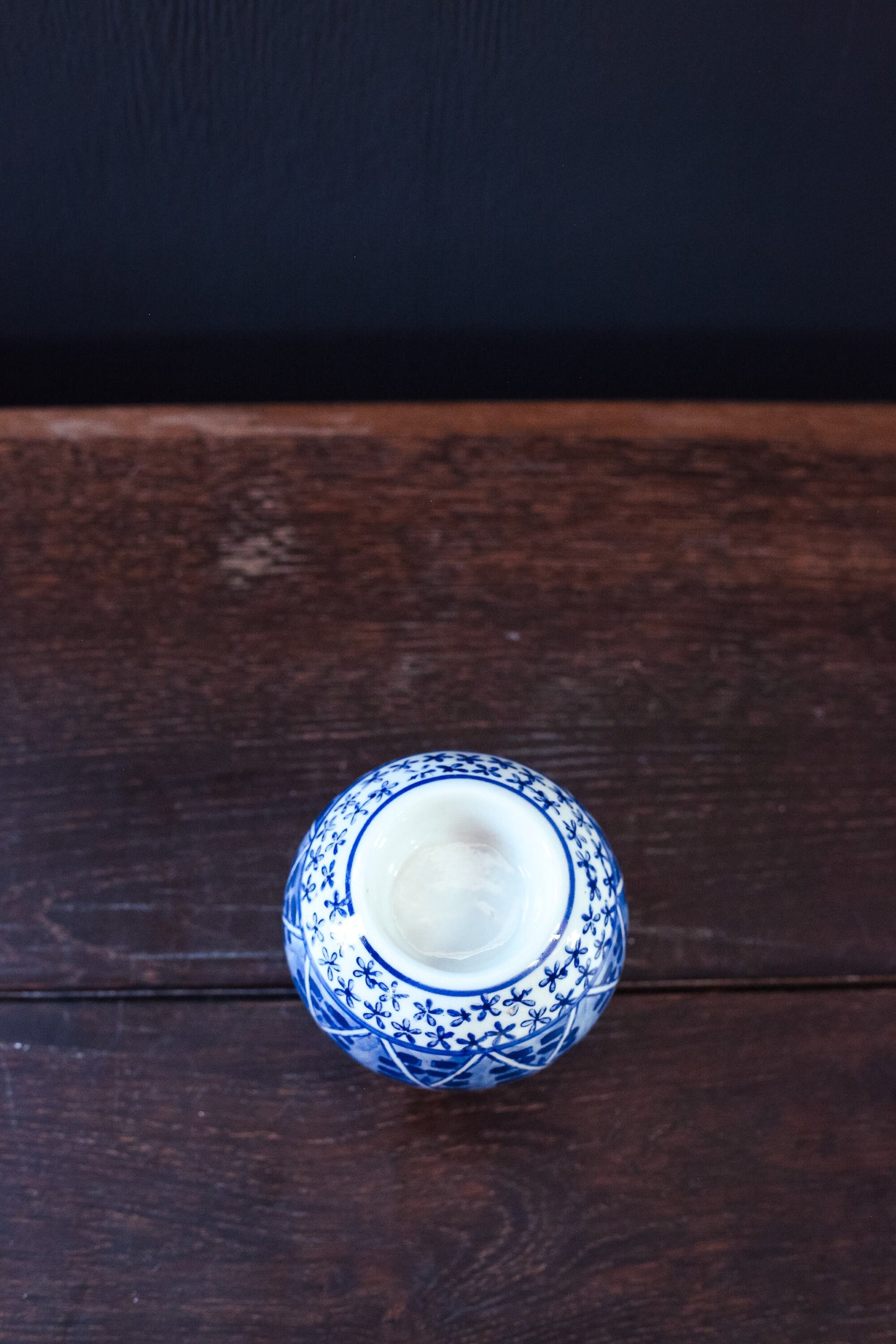 Hand Painted Blue & White Ceramic Globe Votive Candle Holder - Vintage Porcelain Candle Holder