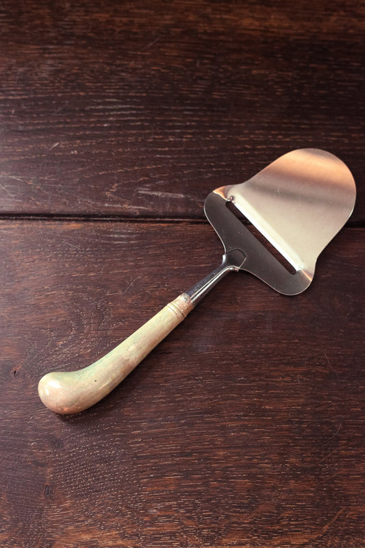 Vintage Cheese Slicer with Silver Plated Handle - Vintage Made in England Cheese Server